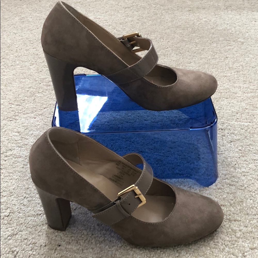 Tan Mary Jane Suede Style High Heels